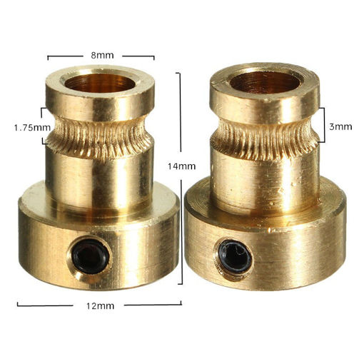Picture of 1.75mm/3mm Brass Feed Extruder Wheel Drive Gear For Reprap 3D Printer