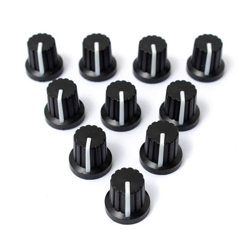 Picture of 10pcs 6mm Shaft Hole Dia Plastic Threaded knurled Potentiometer Knobs Caps