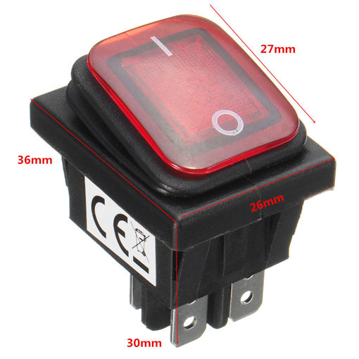 Picture of On-Off-On 4 Pin 12V LED Light Rocker Toggle Latching Switch Waterproof For Car Boat