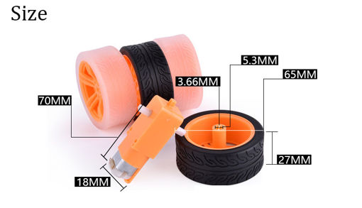 Picture of 3-6v TT Motor + Rubber Wheel Blue/Orange Color DIY Kit For Arduino Smart Chassis Car Accessories