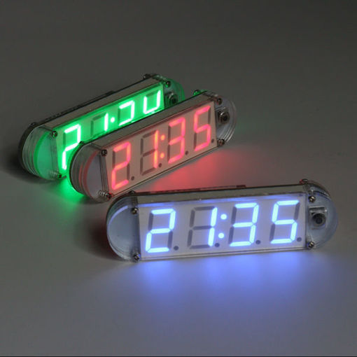 Picture of DIY Electronic Clock Kit SCM Digital LED Clock Set With Acrylic Shell ATMega328 DIP IC CR22032