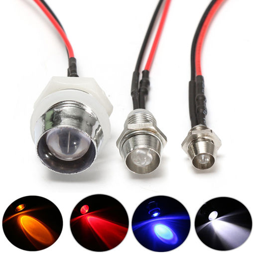 Immagine di 10Pcs Waterproof 12V Pre-Wired Car Constant Ultra Bright LED Water Clear Bulb With Metal Ring