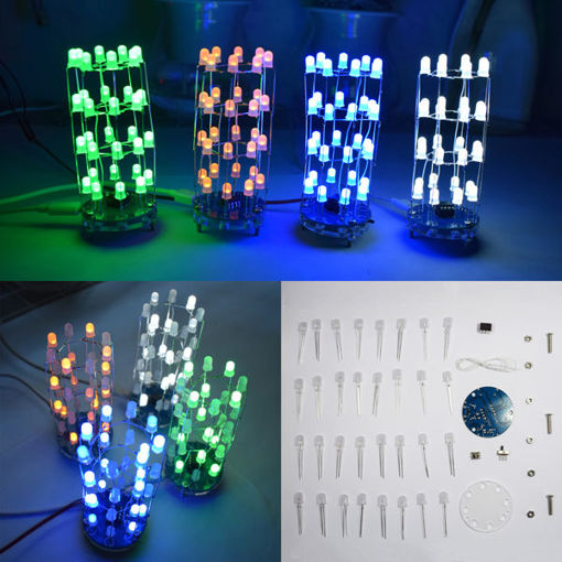 Immagine di Geekcreit DIY Mini Star Flashing LED Cylinder Kit With 23 Flashing Mode