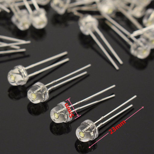 Picture of 100pcs F5 5mm White Bright Diode Straw Hat Super Light LED Assortment Kit