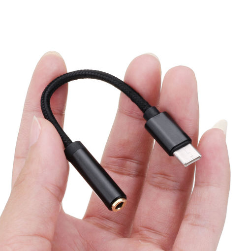 Picture of USB-C Type-C 3.5mm Digital Male to Female Cable Headphone Adapter