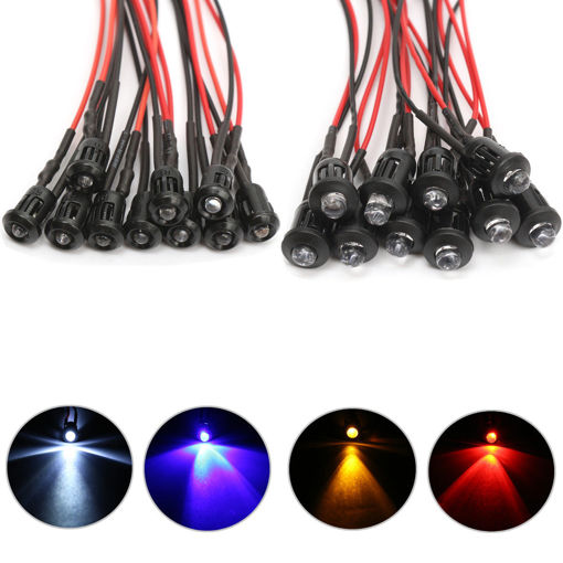 Picture of 10Pcs 12V Flashing Pre-Wired LED Ultra Bright Water Clear Bulb With Plastic Shell