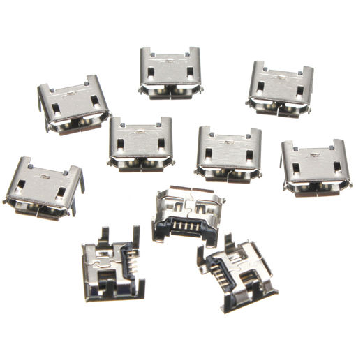 Picture of 30pcs Micro USB Type B 5 Pin Female Socket 4 Vertical Legs For Solder Connector