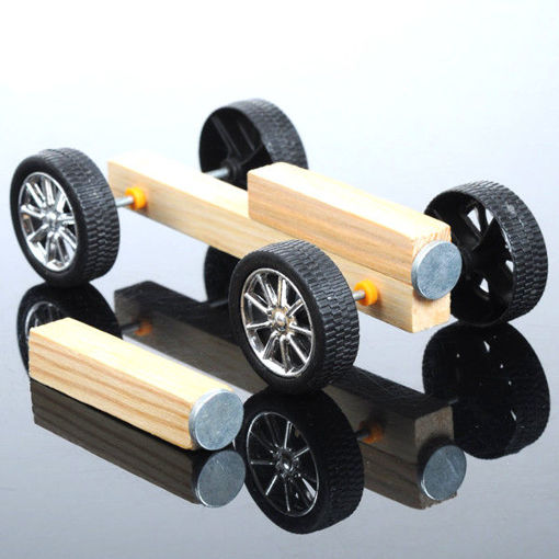 Picture of DIY Handmade Small Wooden Car Kit Magnetic Wood Model Assembly Toy