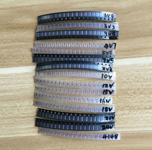 Picture of 300pcs LL34 SMD Zener Diode Pack Patch Diode Set 1N4148 Kit 1/2W 3-24V 15 Values 20pcs Each Value