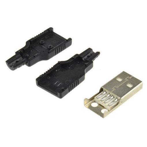 Immagine di 10pcs USB2.0 Type-A Plug 4-pin Male Adapter Connector Jack With Black Plastic Cover