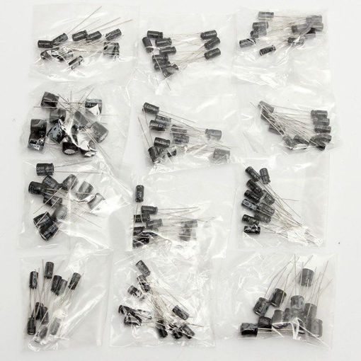Picture of 120Pcs 12 Value Each 10Pcs Electrolytic Capacitor Kit Assortment (0.22uf-470uf) Set