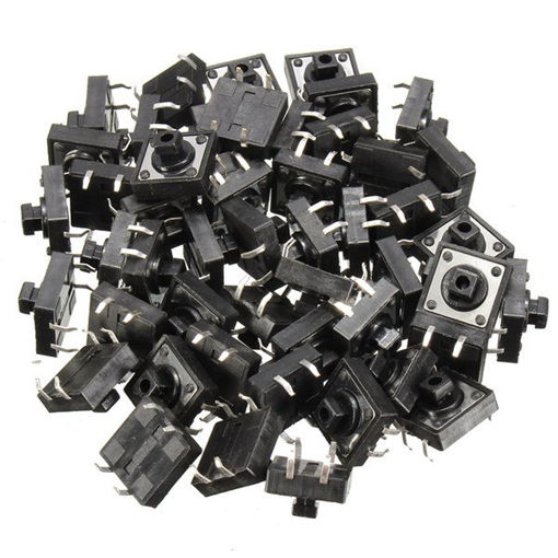 Immagine di 50PCS TC-1212T 12x12x7.3mm Tact Tactile Push Button Momentary SMD PCB Switch