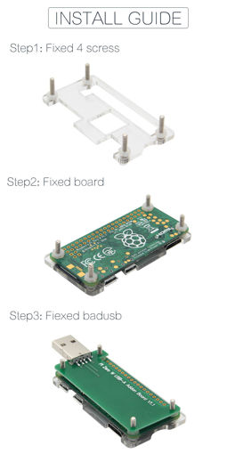 Picture of Transparent Acrylic Case For Raspberry Pi Zero W USB-A Addon BadUSB Board