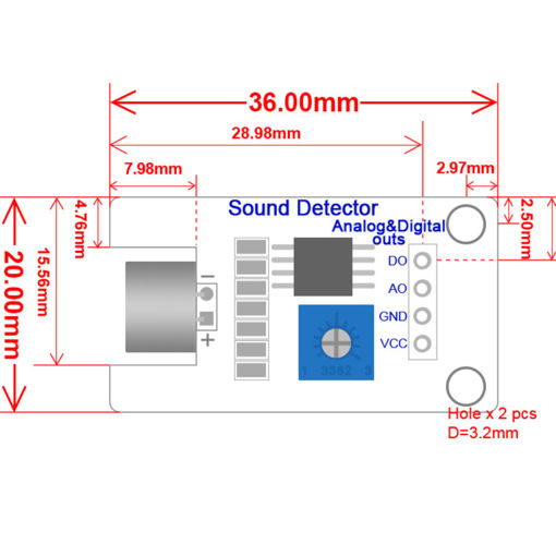 Immagine di RobotDyn Microphone Sound Measure Module Voice Sensor Board with Digital and Analog