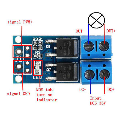 Picture of MOS Trigger Switch Driver Module FET PWM Regulator High Power Electronic Switch Control Board