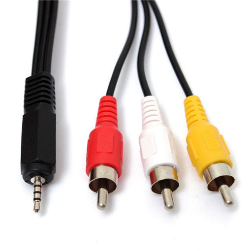 Immagine di 5ft/1.5m 2.5mm Jack Male Plug To 3 RCA Male Phono Audio Video AV Out Cable