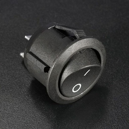 Picture of 10Pcs Mini Round Black 2 Pin SPST ON-OFF Rocker Switch Button