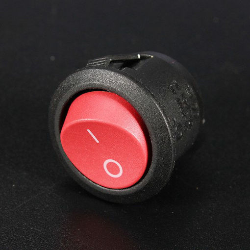 Picture of 10Pcs Red Mini Round 2 Pin SPST ON-OFF Rocker Push Button Switch