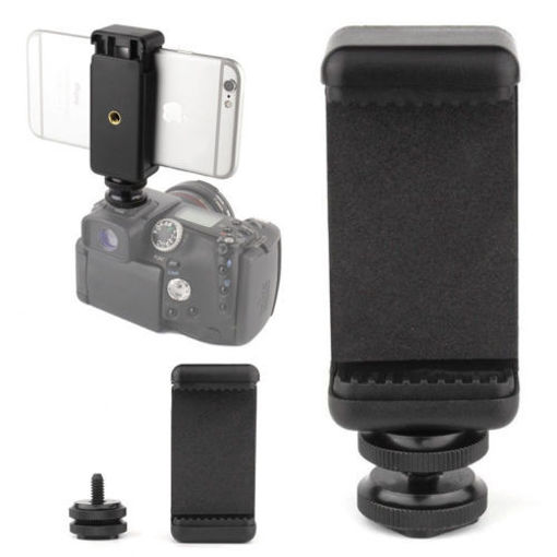 Immagine di 1/4 inch Phone Clip Holder with Flash Hot Shoe Screw Adapter Tripod Mount for Camera