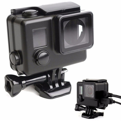 Immagine di Black Protective Housing Case Cover USB Video Port Side Open For GoPro Hero 4 3 Plus