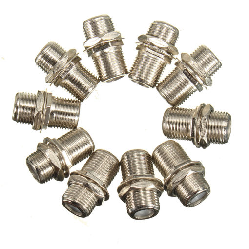 Picture of 10 pcs F Type Plug Extend Cable TV Coax Coaxial Connectors Cable Connector Adapter F to F Female