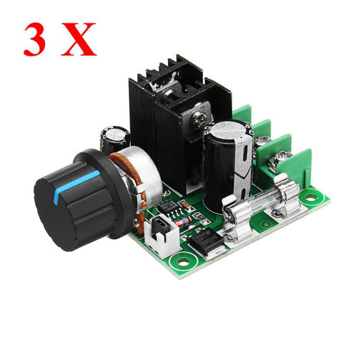Immagine di 3Pcs DC 9V To 50V 10A Stepless Adjustable PWM DC Motor Speed Controller Module With Knob