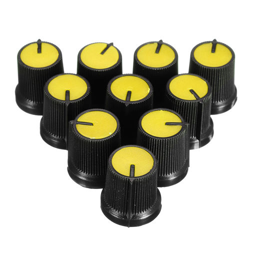 Immagine di 50Pcs Yellow Plastic For Rotary Taper Potentiometer Hole 6mm Knob