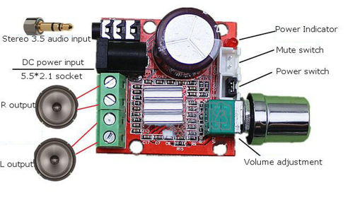 Picture of 12V Mini Hi-Fi PAM8610 2X10W Audio Stereo Amplifier Board Dual Channel