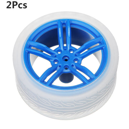 Picture of 2Pcs 65*27mm Blue Rubber Wheels for TT Motor Arduino Smart Chassis Car Accessories