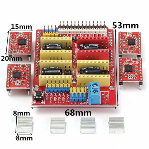 Immagine di CNC Shield Board + 4Pcs A4988 Stepper Motor Driver For Arduino 3D Printer