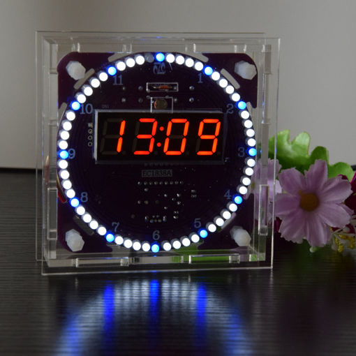 Immagine di Geekcreit Fourth Generation DIY EC1838A DS3231 Light Control Rotation LED Electronic Clock Kit