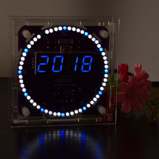 Immagine di Geekcreit Fourth Generation DIY EC1838A DS1302 Light Control Rotation LED Electronic Clock Kit