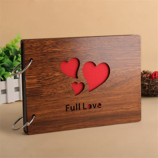 Picture of Wood Cover Handmade Loose-leaf Pasted Photo Album Personalized  Scrapbooking