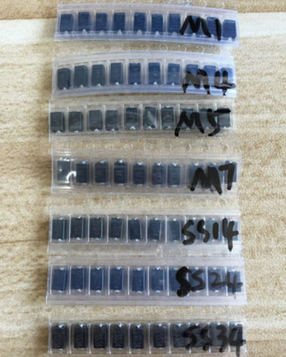 Immagine di 350pcs 7 Values SMD Diode Pack Electronic Components Kit 50pcs Each Value 1N4001 1N4004 1N4007 SS14