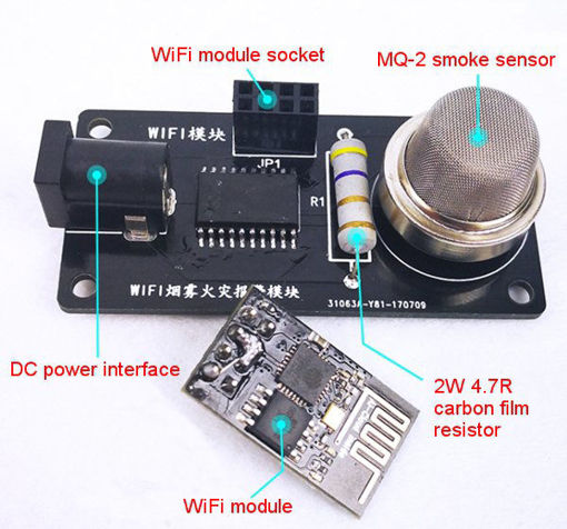 Immagine di DIY WiFi Smoke Alarm Module Kit Smart Home WiFi Wireless Remote Control APP Monitor Smoke Fire Alarm