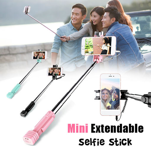 Immagine di Atongm Wired Control Extendable Foldable Mini Selfie Stick Black