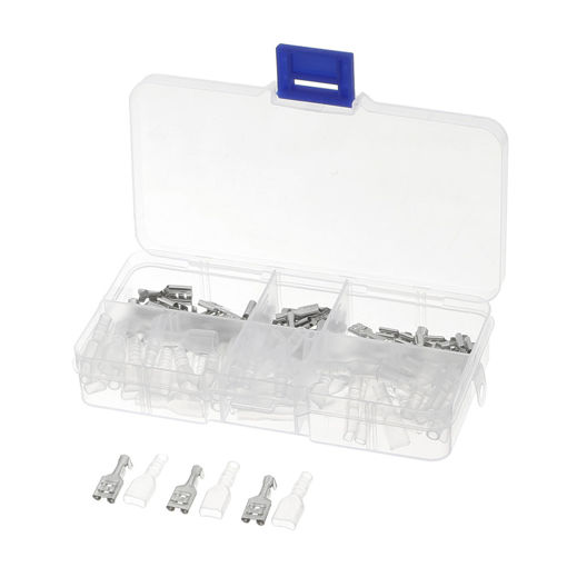 Picture of 120pcs 60 Pairs Plug Spring Terminal + Transparent Jacket 6.3/4.8/2.8mm Male/Female Pluggable Crimp Terminals Wire Connector B