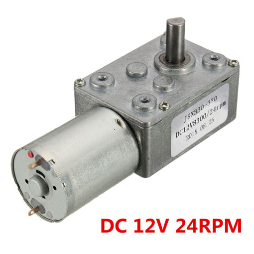 Picture of 12V 24RPM Square Speed Gear Box Worm Geared DC Motor High Torque 370 Motor