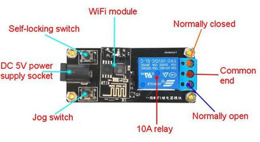 Immagine di DIY One Channel WiFi Relay Module Kit Smart Home Cell Phone WiFi Wireless Remote Control Switch APP