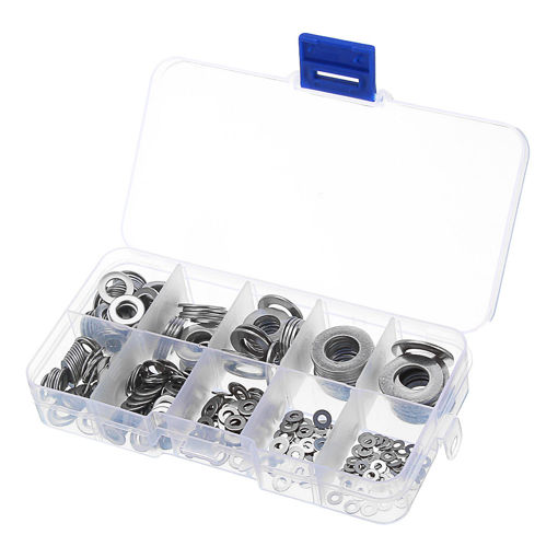 Immagine di 360Pcs 8 Sizes Stainless Steel Flat Washer Assortment Kit With Plastic Box