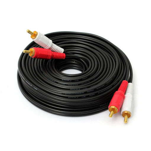 Immagine di 10M/ 33Ft Dual RCA to RCA Audio Video AV Cable For HDTV DVD VCR Stereo