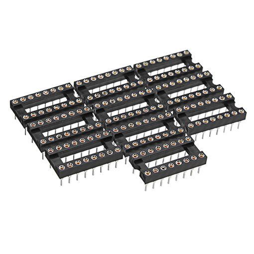 Picture of 50pcs 16 Pins 2.54mm DIP Straight Plug Double Row Circular Hole IC Socket Connector Adapter