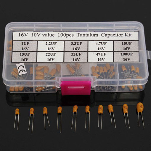 Immagine di 100Pcs 10Value 16V Tantalum Capacitor Assorted Kit Box Assorstment