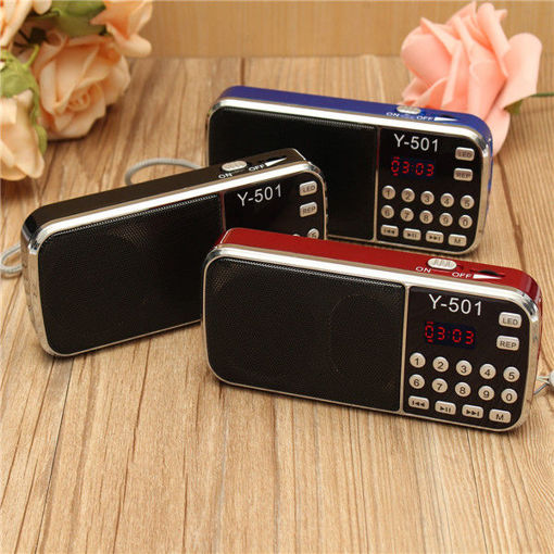 Picture of Y-501 Mini Portable LCD Digital FM Radio Speaker USB Disk TF AUX Mp3 Music Player Gift