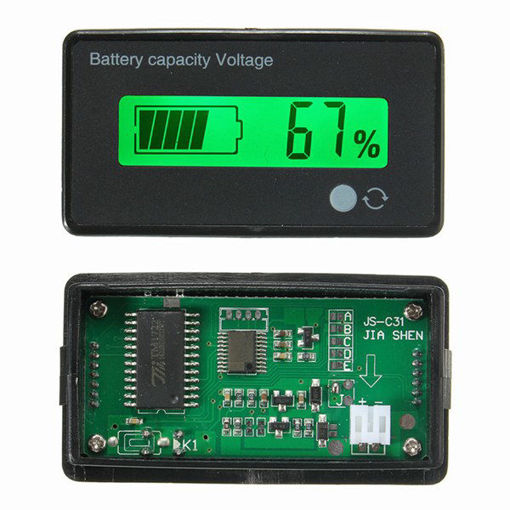 Picture of 3Pcs 12V/24V/36V/48V 8-70V LCD Acid Lead Lithium Battery Capacity Indicator Digital Voltmeter