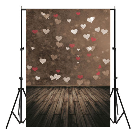 Immagine di 7X5ft Vinyl Wooden Love Valentine's Day Photography Background Studio Backdrop Photo Prop