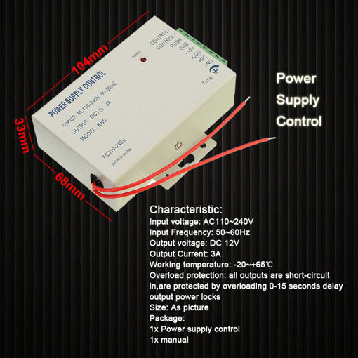 Picture of DC 12V Power Supply Control Switch Door Access Control System 3A / AC 110-240V