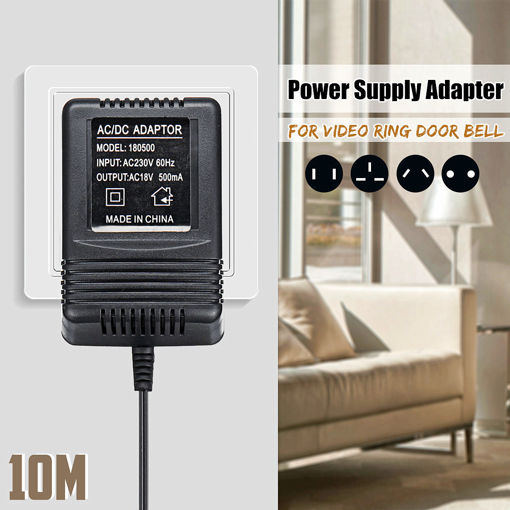 Picture of 10M AU Plug/UK Plug/EU Plug Power Supply Adapter Transformer for Video Ring Doorbell
