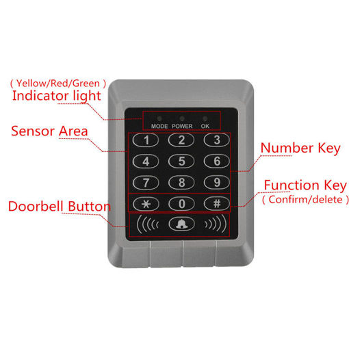 Immagine di RFID Security Reader Entry Door Lock keypad Access Control System+10 Pcs Keys