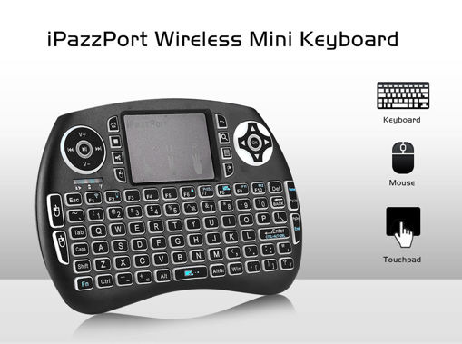 Immagine di iPazzPort KP-810-21SDL Three Color Backlit 2.4G Wireless French Mini Keyboard Touchpad Airmouse